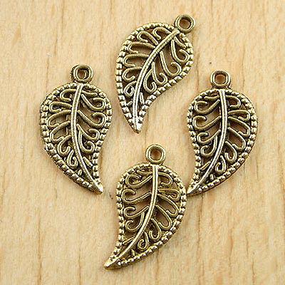 50pcs dark gold tone leaf charms findings h0615