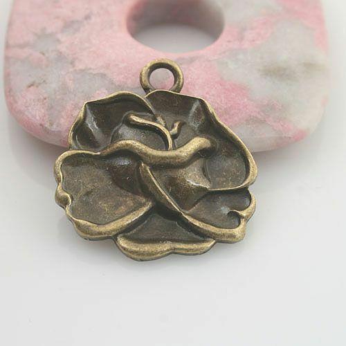 5pcs antiqued bronze color flower design pendant charm G1768