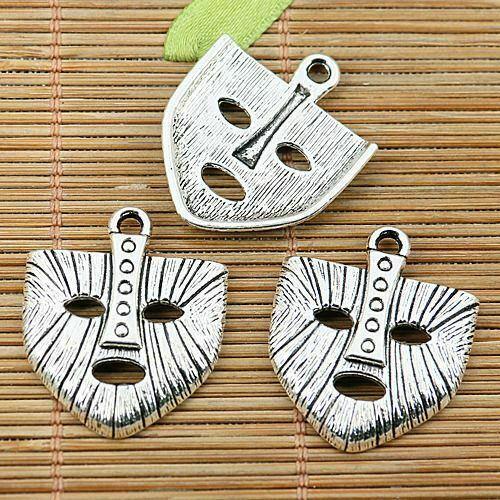 6pcs tibetan silver tone mask design charms EF1908