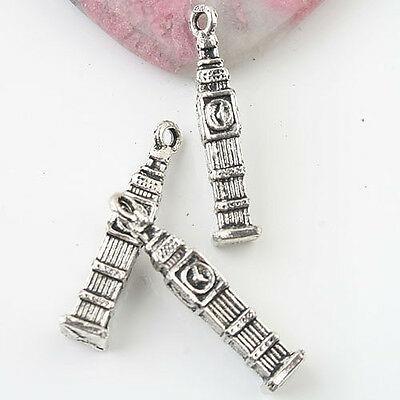 Tibetan Silver color Big Ben tower design charms 10pcs EF0086