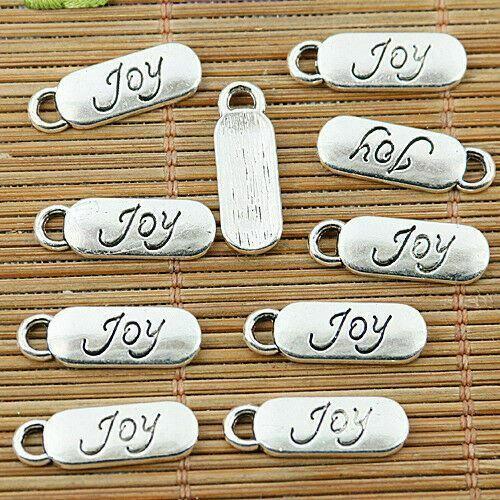 20pcs tibetan silver color bar shaped Joy lettering design charms  EF1296