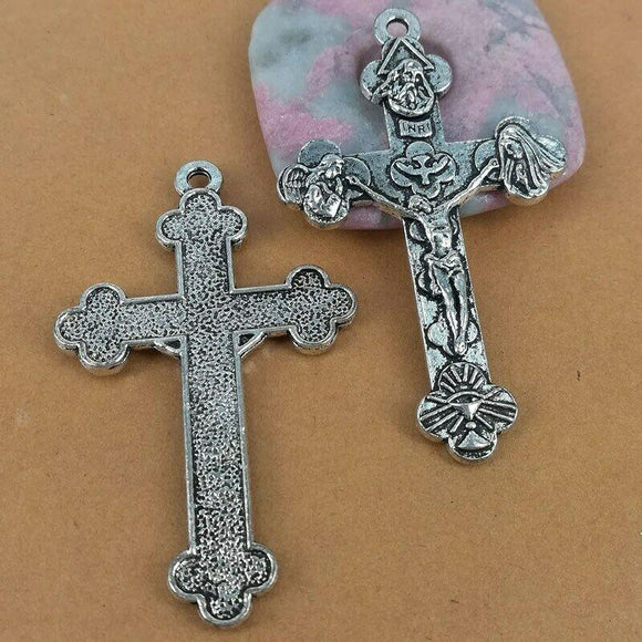 5PCS tibetan silver color crafted crucifix charms H0531