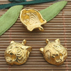 14pcs gold tone tiger head charm h3380