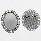 Lote de 2 cabujón ovalado de color plata tibetana de 25 x 35/25 x 18 mm, 30 x 40 mm y 13 x 18 mm, con diseño de broche.