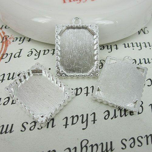 10pcs silver tone picture frame charm G457