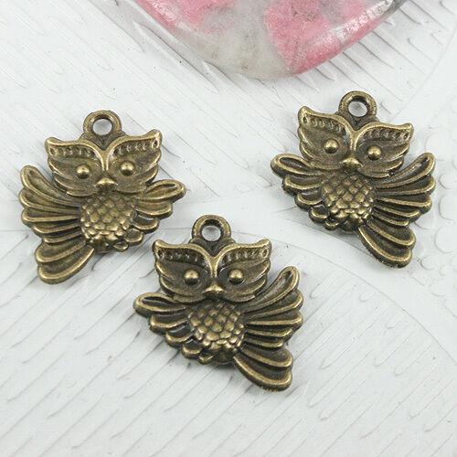 12pcs antiqued bronze 2sided owl design charms in 19.8x17.5mm EF0876