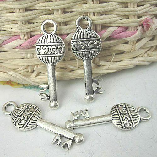 10pcs antiqued silver key  charms pendants G327