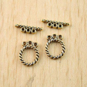 40sets dark gold-tone spiral style toggle clasps h1281