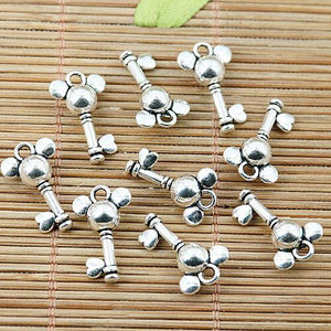 16pcs tibetan silver tone key design charms EF1971