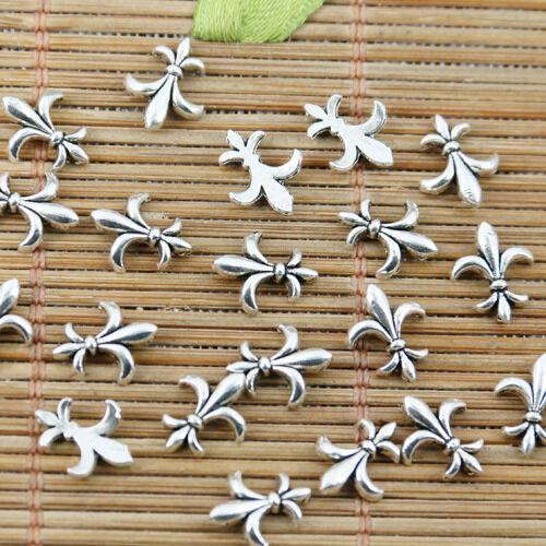 130pcs tibetan silver color fleur-de-lis flower design EF2342