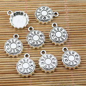 14pcs Tibetan silver beer bottle cap charms EF1618