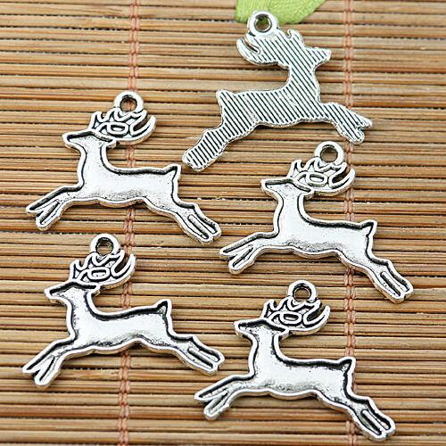 16pcs tibetan silver tone running deer cameo design charms EF1942