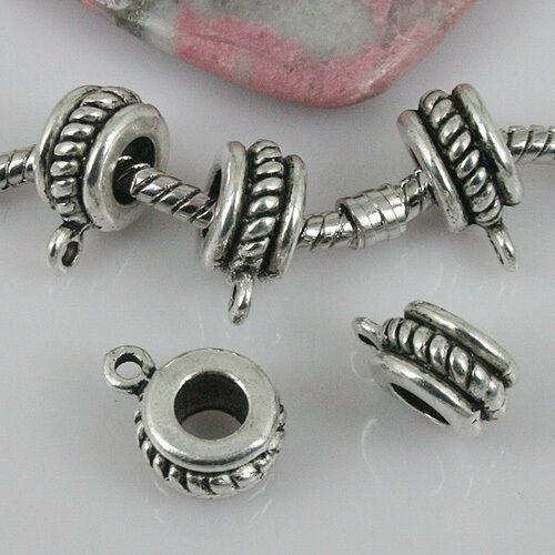 10pcs tibetan silver color round textured spacer bail charms EF0375