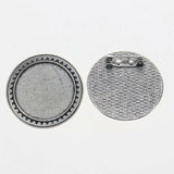 2pcs/lot Tibetan silver color ROUND shaped 30mm cabochon settings brooch design