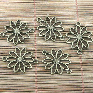 20pcs antiqued bronze color flower connector findings H0438