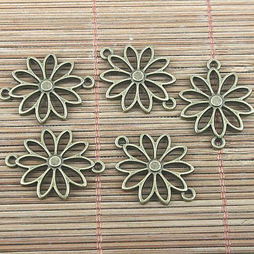 20pcs antiqued bronze color flower connector findings H0438