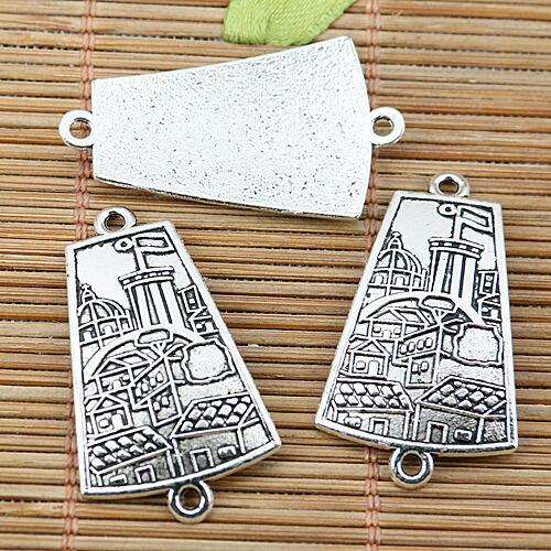 8pcs tibetan silver tone house patterns bar connector EF1915