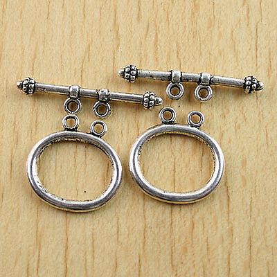10Sets Tibetan silver 2-Strands toggle clasp h0622