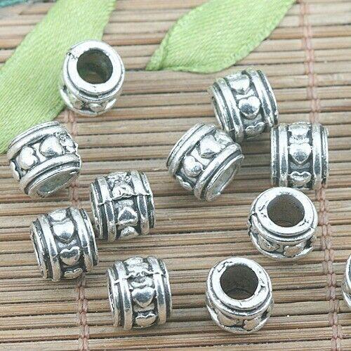 12pcs tibetan silver color round shaped hearts pattern loose beads L0191