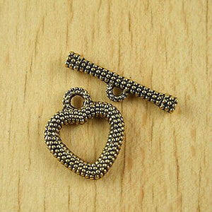 5sets dark gold tone studded heart toggle clasps h1966