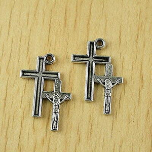 20pcs Tibetan silver crucifix linked charms h2515