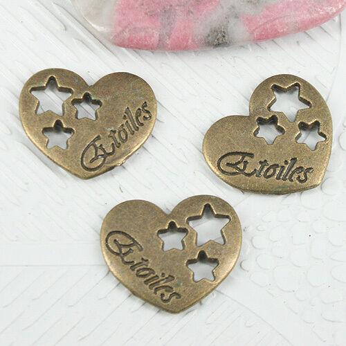 10pcs antiqued bronze 2sided hearts shaped design in 18x16mm EF0861