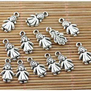 32pcs tibetan silver tone lovely little girl kid charms EF1796