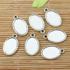 20pcs tibetan silver color 2sided oval cameo cabochon settings 10X15MM EF2362