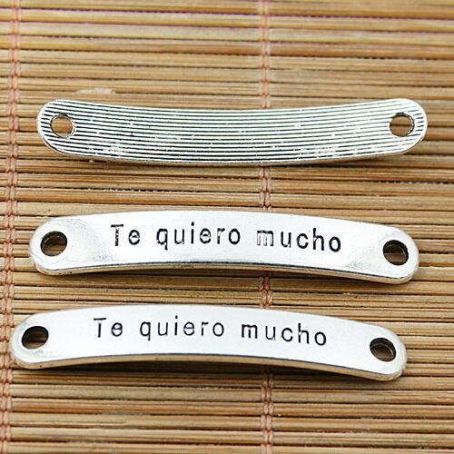 7pcs Tibetan silver te quiero mucho beaded connectors EF1894