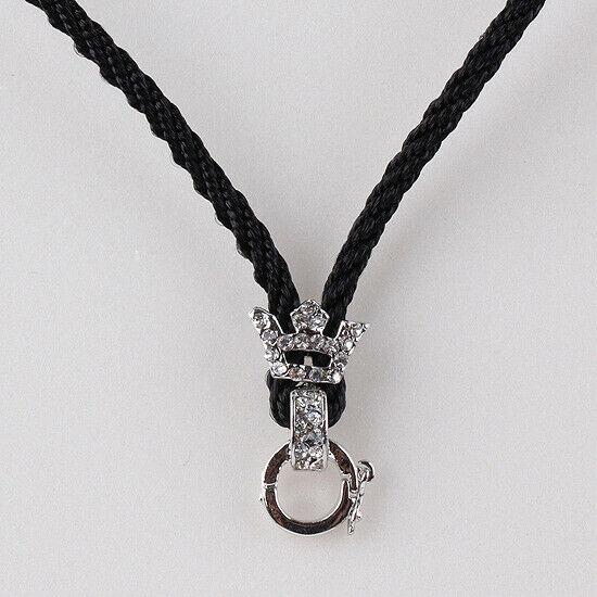 Black Color Necklace Cord Crown Rhinestones Bail Link Clasp   1pc CL11
