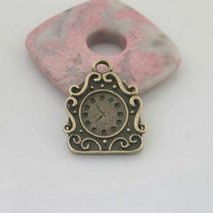 5pcs antiqued bronze color clock design pendant charm G1968