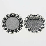 2pcs/lot Tibetan silver color ROUND shaped 30mm cabochon settings brooch design