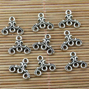 30pcs tibetan silver tone 2sided 1-3holes connector EF1708