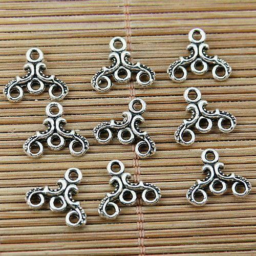 30pcs tibetan silver tone 2sided 1-3holes connector EF1708