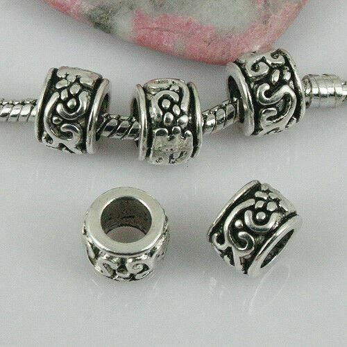10pcs tibetan silver color round flower beads fit bracelet EF0416