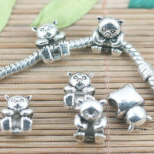 14pcs tibetan silver color little bear design loose  beads  H1230