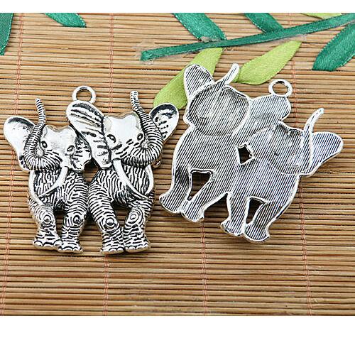 5pcs Tibetan silver 2 big elephant charms EF2070