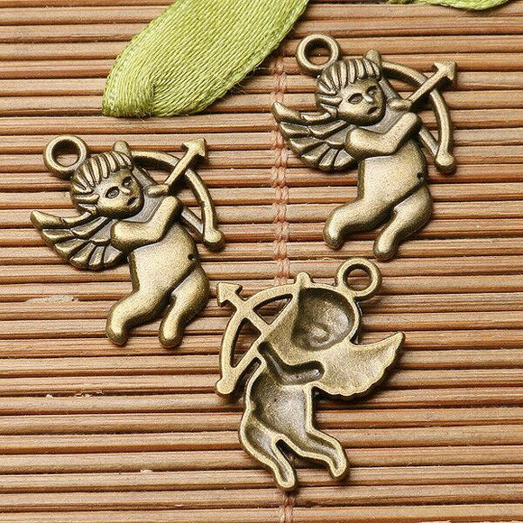 14pcs antiqued bronze color Cupid design charms  EF2897