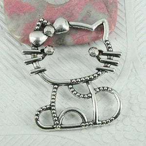 3pcs antiqued silver color frame cartoon cat  design charms  EF0944