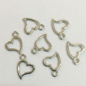 100pcs white k color heart shaped frame charms h0260