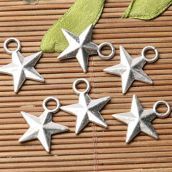 Tibetan silver plated nice star charm pendants  82pcs  EF3541