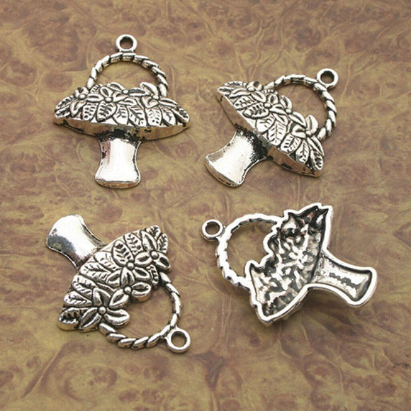 6pcs Tibetan Silve  corbeil charm pendants X0143