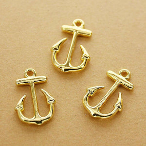 12pcs gold color simple design  anchor charms  h0944