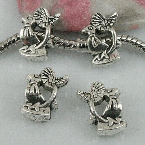 10pcs Tibetan Silver color bird Loose beads fit bracelet EF0465