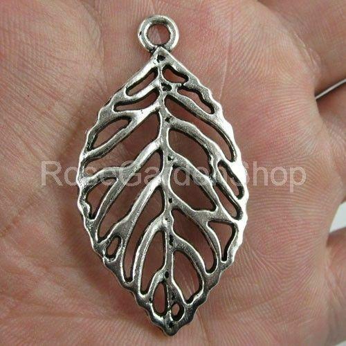 4pcs antiqued silver leaf charms pendants G203