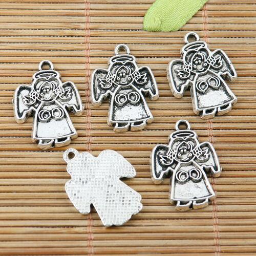 12pcs tibetan silver color concave angel design charms EF2241