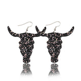 Fashion Jewelry Hook Earring Cute Cow Head sequins Leather earrings