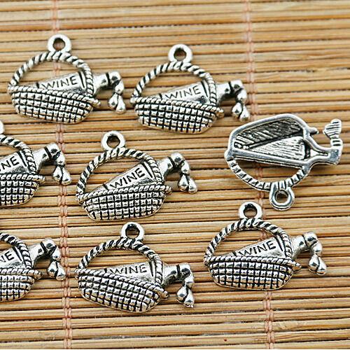 14pcs Tibetan silver BASKET WINE BOTTLE charms EF1374