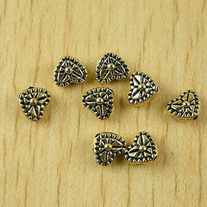 40pcs dark gold-tone heart spacer beads h2025