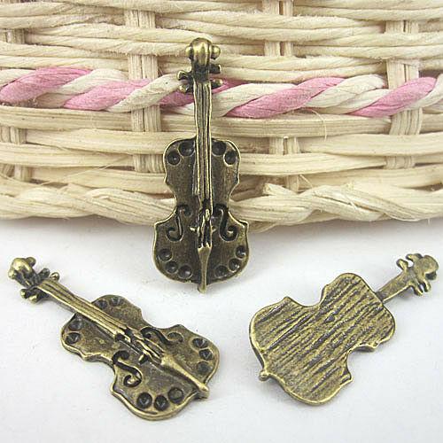6pcs antiqued bronze music instrument charm G575